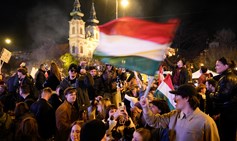 חגיגות בבודפשט לאחר ניצחון האופוזיציה בבחירות, 12 באפריל 2026 | Photo by SIPA USA via REUTERS